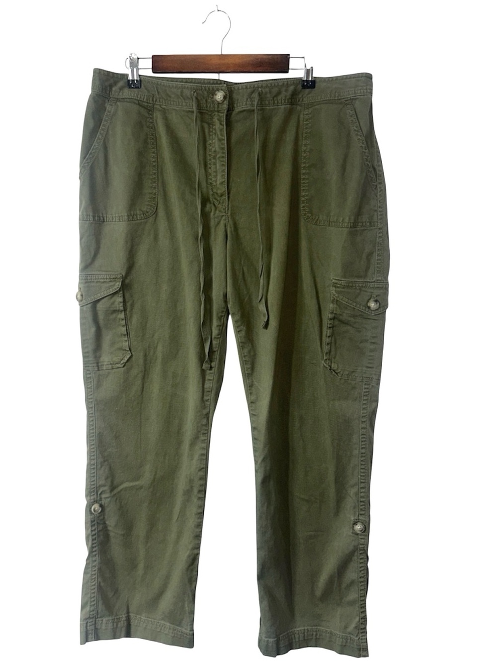 L.L. Bean Green Cargo Chino Pants Favorite Fit Straight Hiking Camping Size 18